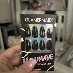 Black and Gold Press-On Nails Medium Length